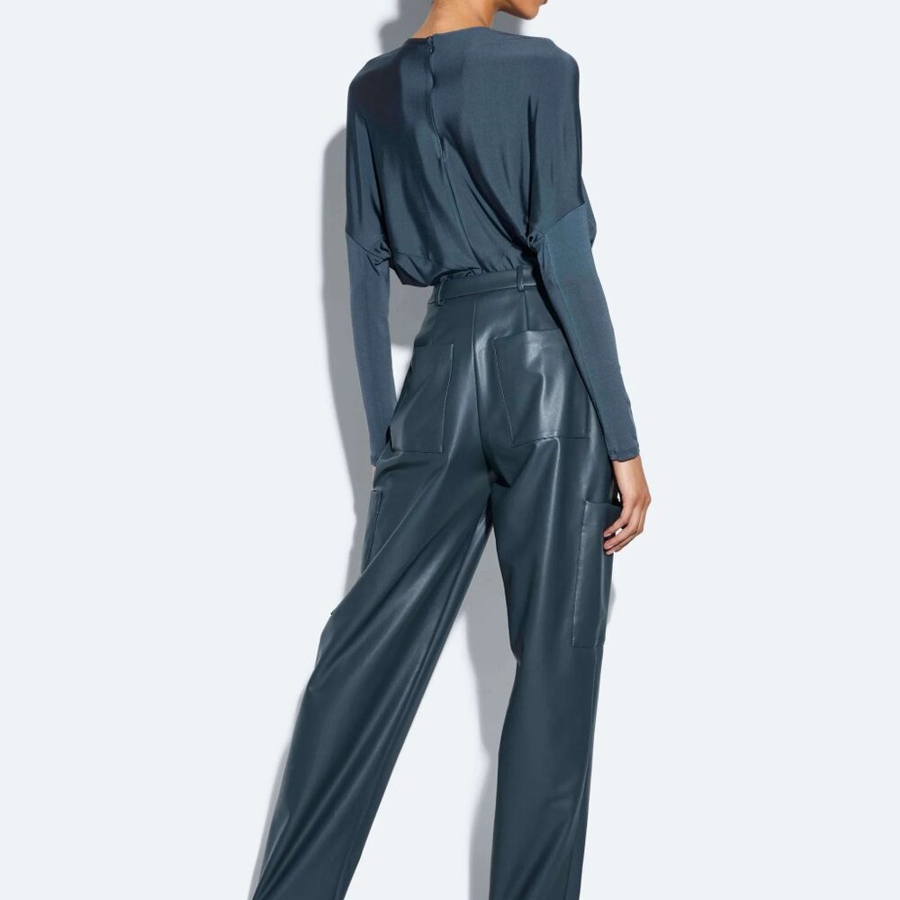 LAPOINTE faux leather trouser in navy